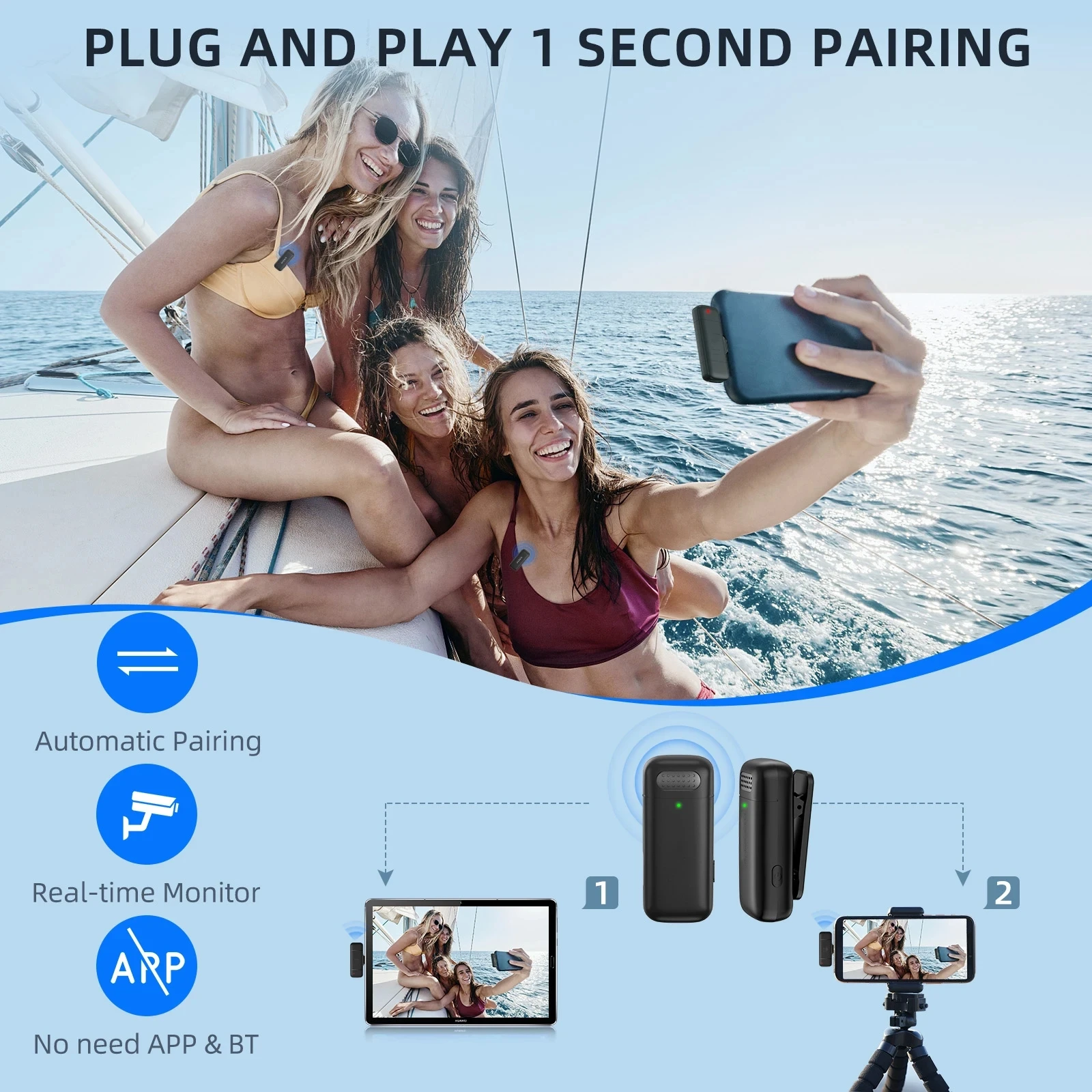 Mikrofon Lavalier Nirkabel 2in - Android Tablet Gaming Accessories ulasan dan harga